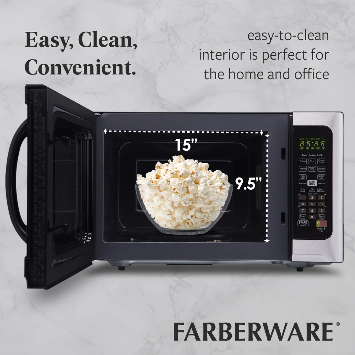 Farberware Professional 1.2 Cu. Ft. 1000-Watt Microwave Oven with Sensor Cooking, Stainless Steel/Black Body Wrap