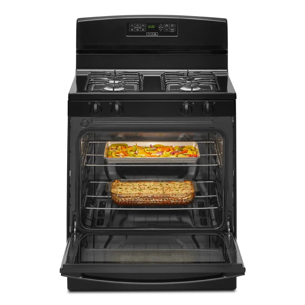 Amana? AGR6303MMB - Range Gas 30" 5.1 Cu. ft Oven with Bake Assist - Weight: 135 pounds- Depth: 27.2��- Height: 46.25��- Width: 29.08��