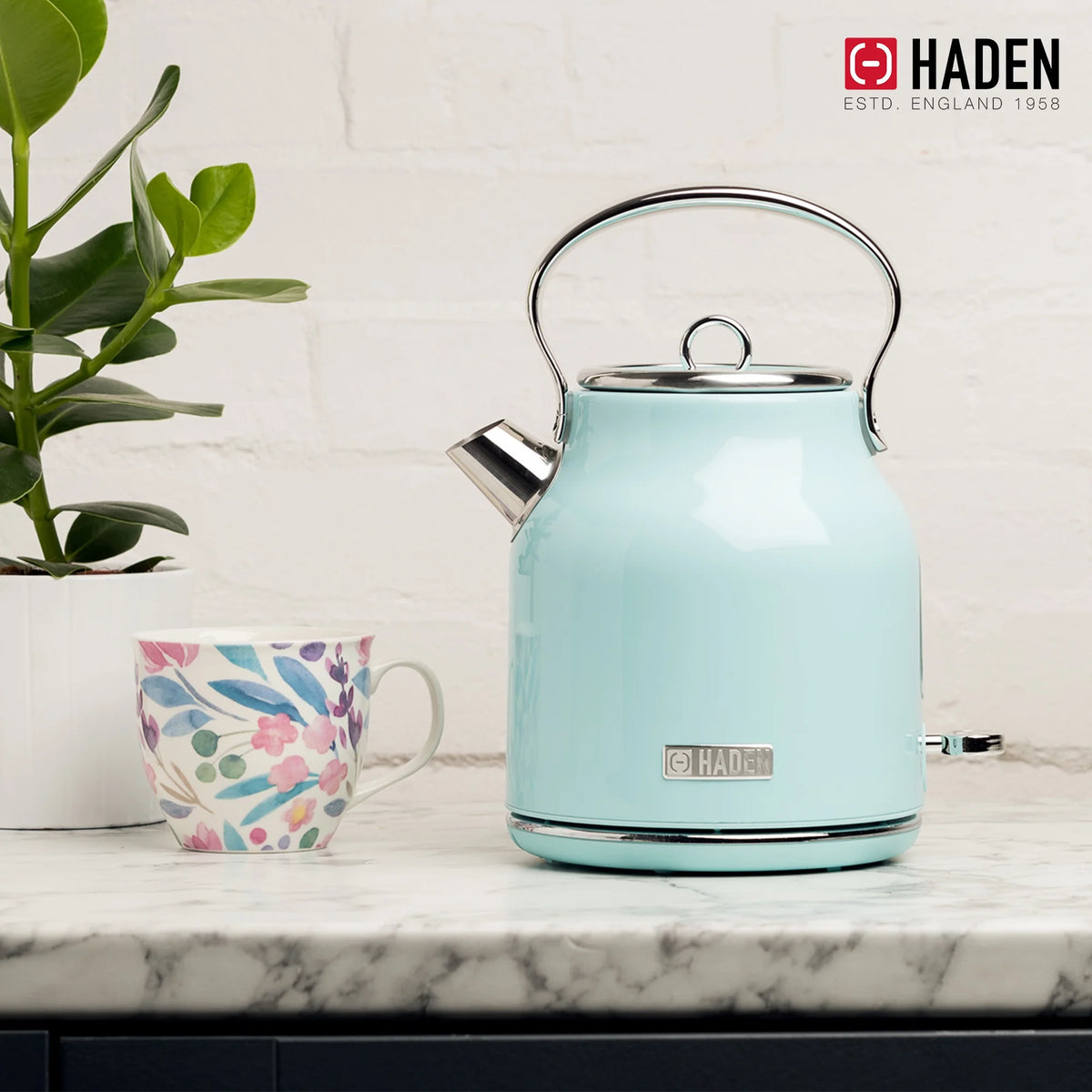 Open Box Haden Heritage 1.7L Stainless Steel Electric Water Kettle, Turquoise