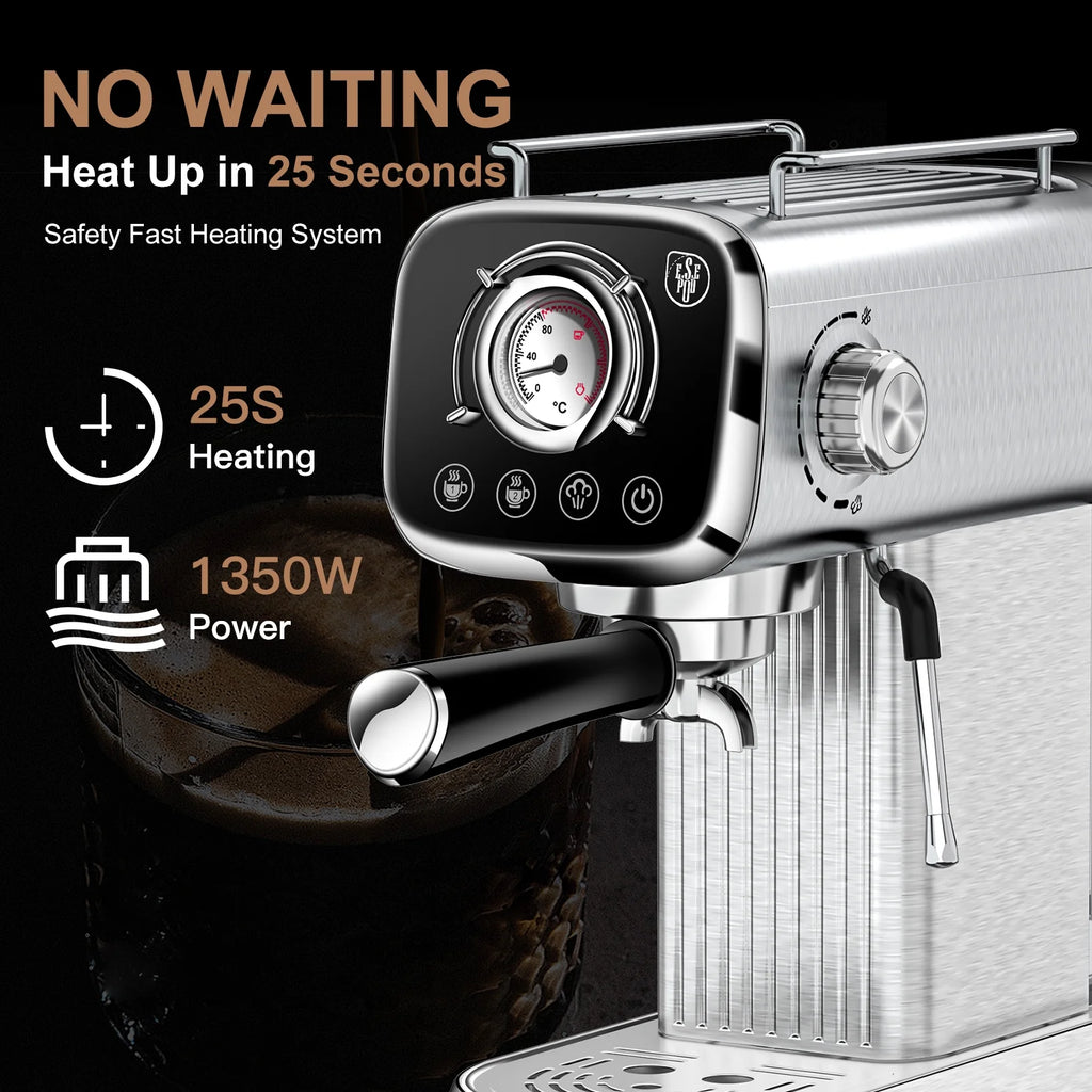20 Bar Espresso Machine with Milk Frother, Single & Double Shot, ESE Pod Compatible, Removable Water Tank for Cappuccino, Latte, & Machiato for Home Barista