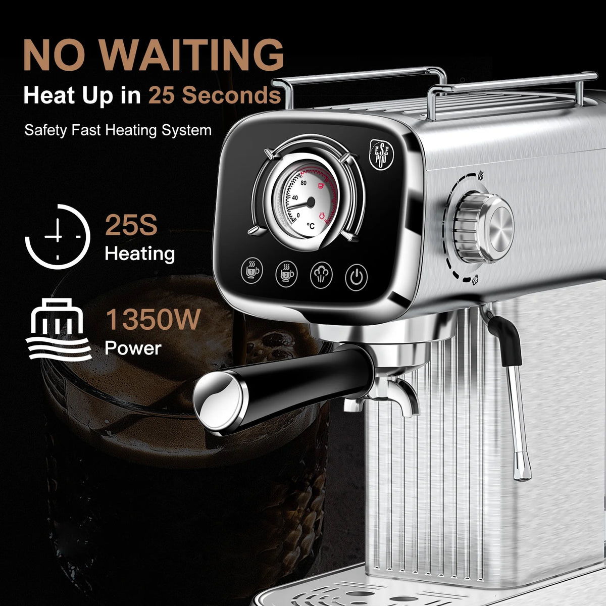 20 Bar Espresso Machine with Milk Frother, Single & Double Shot, ESE Pod Compatible, Removable Water Tank for Cappuccino, Latte, & Machiato for Home Barista