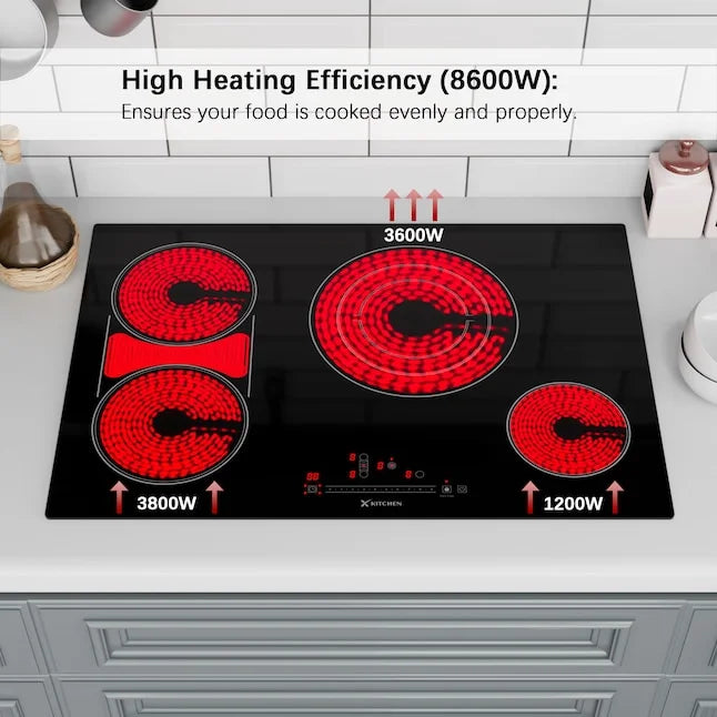 30-in 4 burners Smooth Surface (Radiant) Black Electric Cooktop with Bridge Element