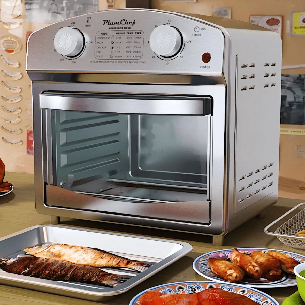 12.5QT 7-in-1 Convection Toaster Oven 1500W, Stainless Steel with 5 Presets �C Bake, Roast, Grill, Broil & Toast