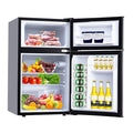 3.2 Cu. Ft Mini Fridge with Freezer, Small Refrigerators Double Door Stainless Steel, 5 Adjustable Thermostat Settings, Compact Internal Freezer with Crisper Drawer for Apartment Dorm, Silver