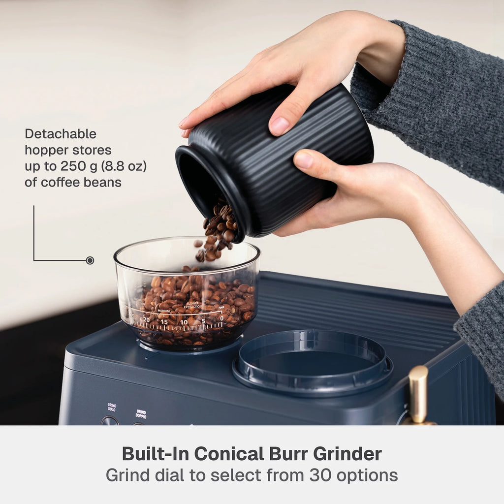 Thyme & Table Barista Grade Espresso Machine with 15-Bar Pressure, Conical Burr Grinder and Steam Wand, Sand White