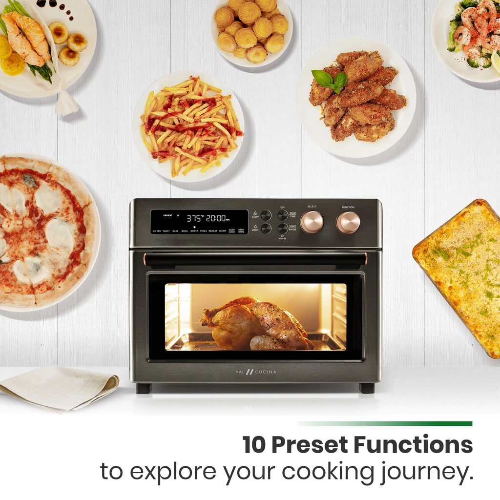 VAL CUCINA 10-IN-1 AIR FRYER TOASTER OVEN -  BRUSHED STAINLESS STEEL