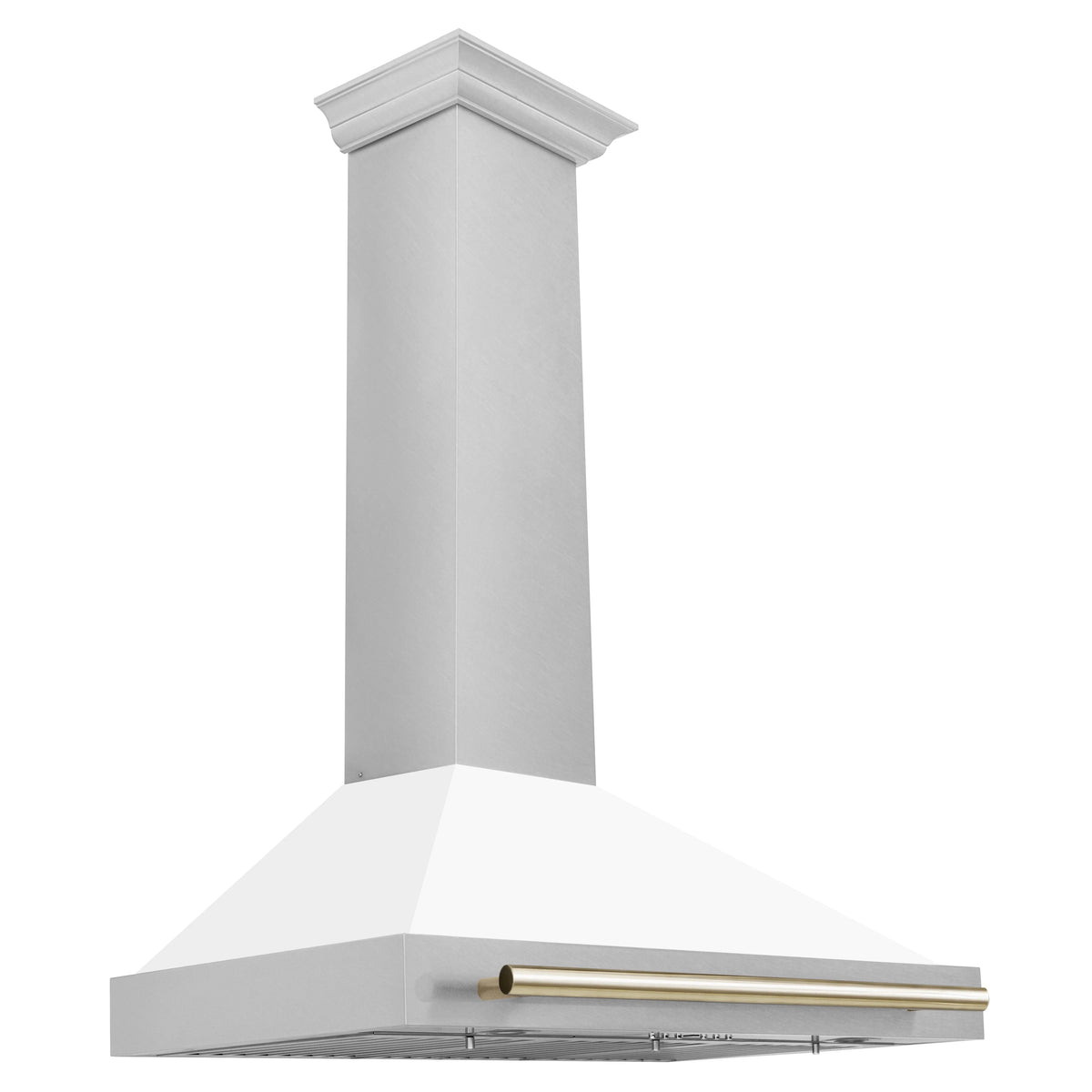 ZLINE 36" Autograph Edition DuraSnow Stainless Steel Range Hood with White Matte Shell and Gold Handle