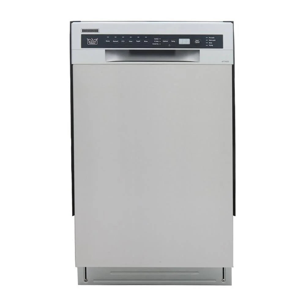 Pemberly Row 18" Stainless Steel Front Control Dishwashers in Silver