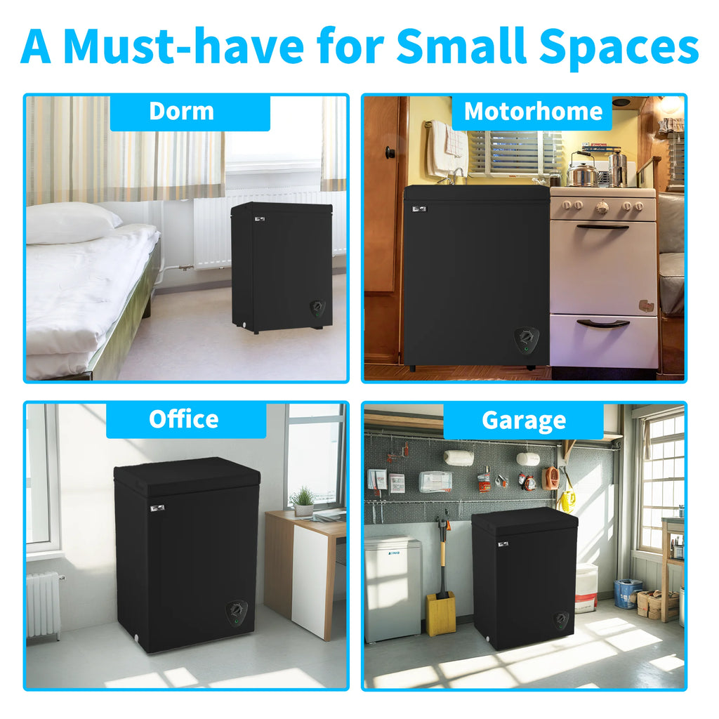 3.5 Cubic Chest Freezer, Compact Deep Freezer with Top Open Door and Removable Storage Basket, 7 Gears Temperature Control, Energy Saving, for Office Dorm or Apartment