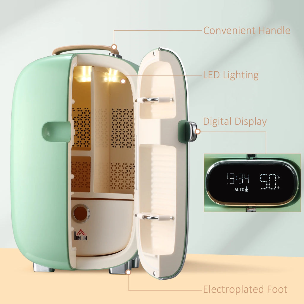 HOMCOM 0.4 Cu. Ft Portable Beauty Fridge with LED Lighting for Makeup