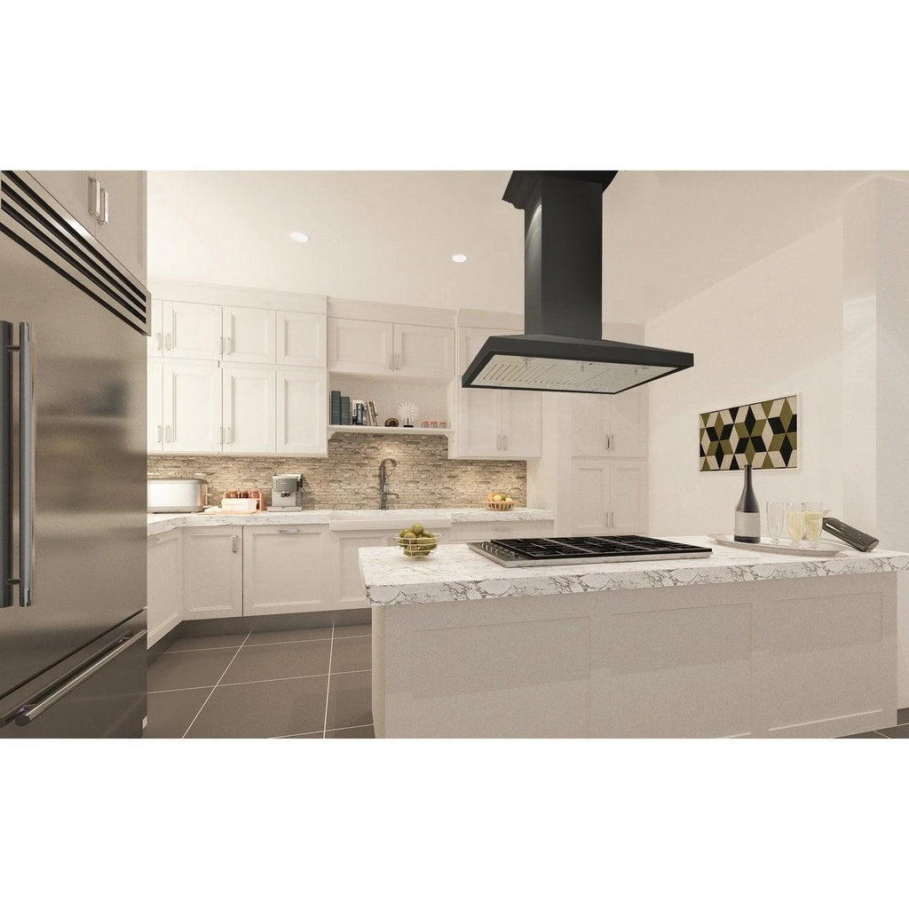 ZLINE 30 in. Wooden Island Mount Range Hood in White - Includes 760 CFM Motor