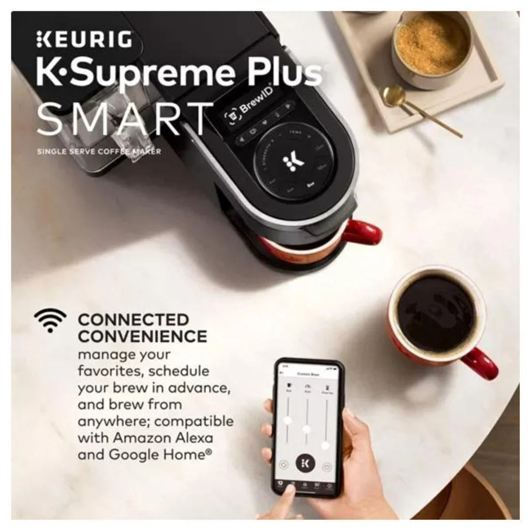 Keurig K-Supreme Plus Smart Single Serve Coffee Maker with BrewlD, 5 Cup Sizes, 5 Brewing Options, and 6 Temperature Settings (Black Stainless)