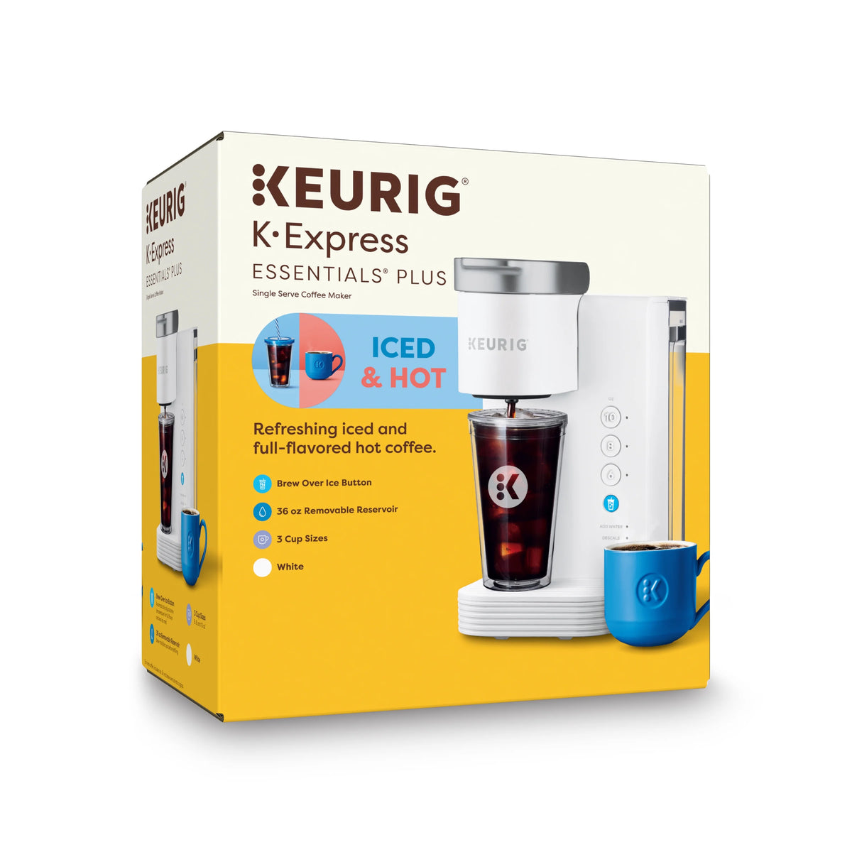 Keurig K-Iced Essentials Iced and Hot Single-Serve K-Cup Pod Coffee Maker, White