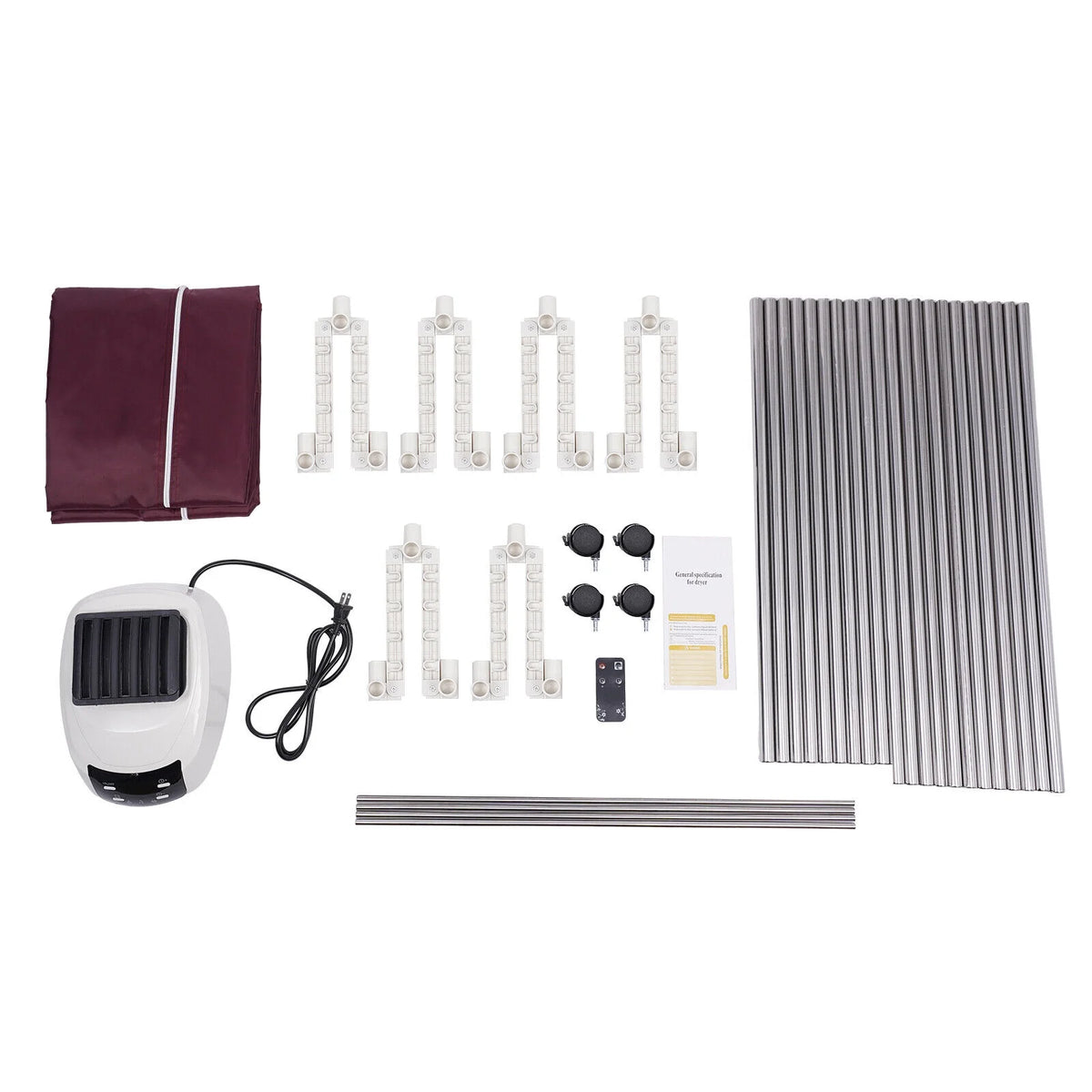 110V Wine Red Clothes Dryer Portable Travel Mini Dryer Machine 1200-1500W Electric Dryer For Homes, Apartments