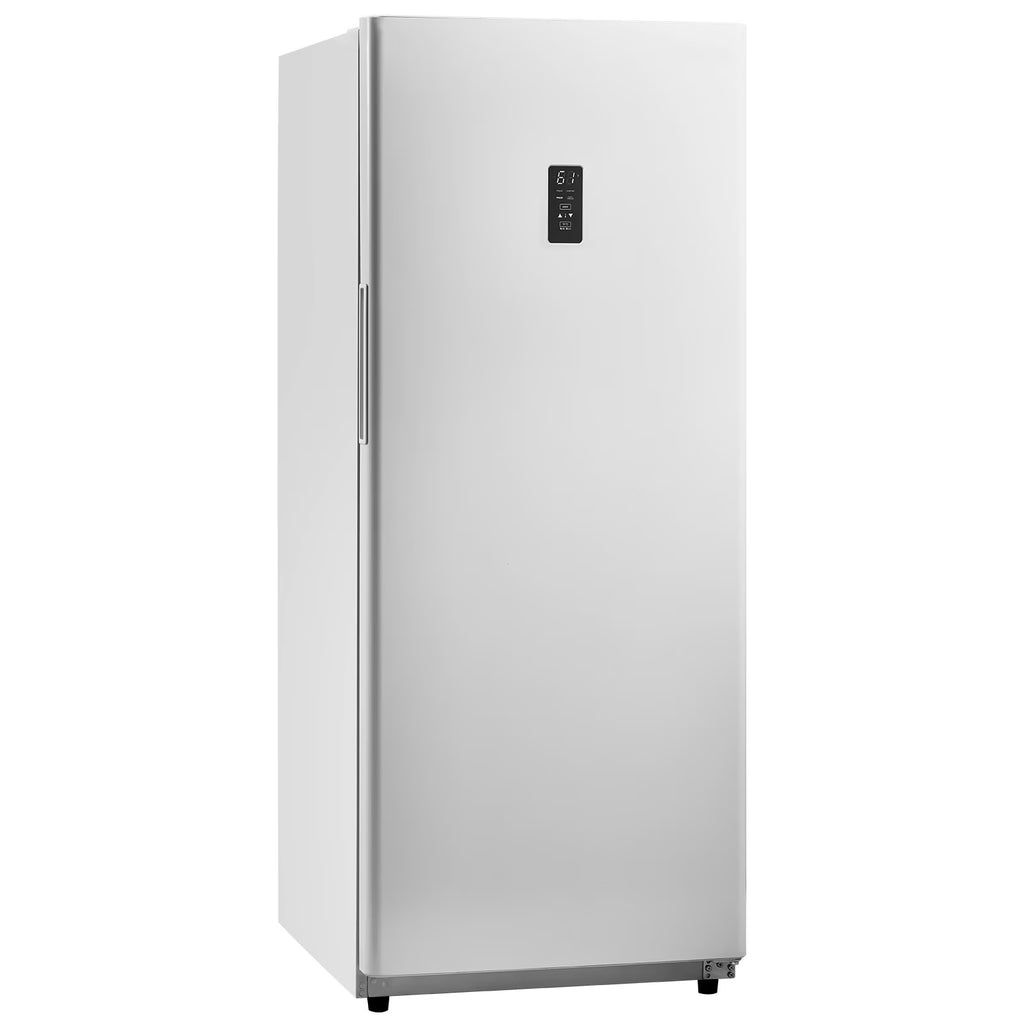 KFFKFF Convertible Upright Freezer/Refrigerator, 14 Cu.Ft Frost-Free Unit with Temperature Control, Door Alarm, Adjustable Shelves, and LED Lighting for Kitchen, Office, or Garage Use