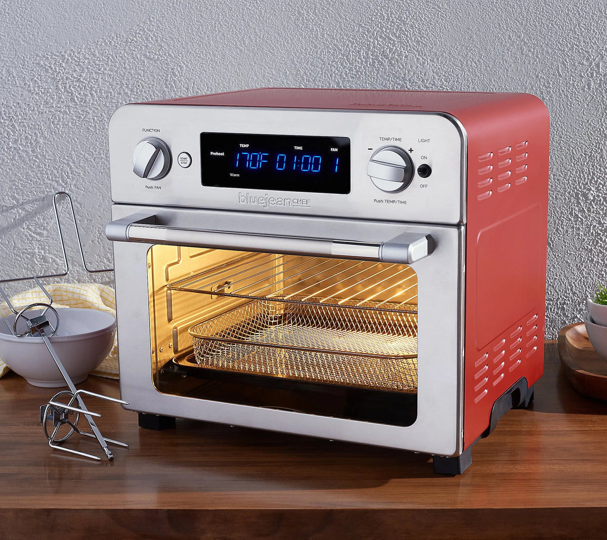 Restored Blue Jean Chef 23L Digital Air Fryer Toaster Oven Stone Blue (Refurbished)