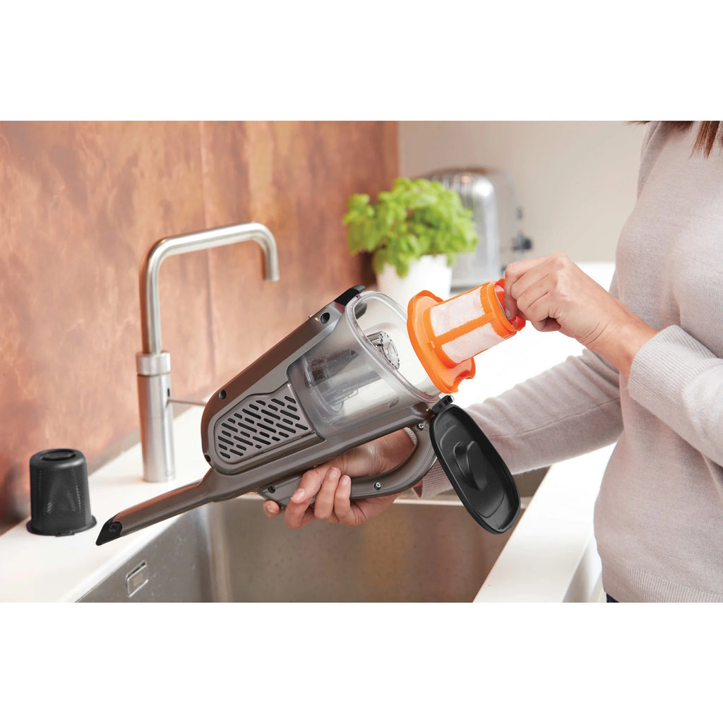 BLACK+DECKER Dustbuster AdvancedClean+ 12V Lithium Cordless Handheld Vacuum with Powered Pet Head for carpet and upholstery, HHVK320JZ01