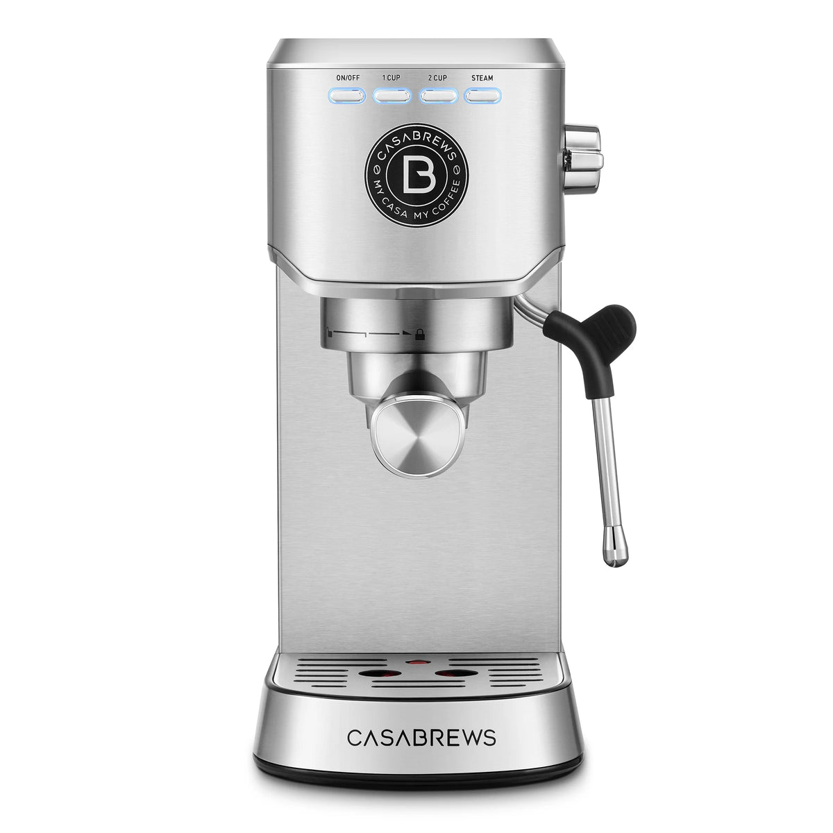 CASABREWS 5418Basic Espresso Machine with 20-Bar pressure, 34 oz Water Tank, with Milk Frother, Silver