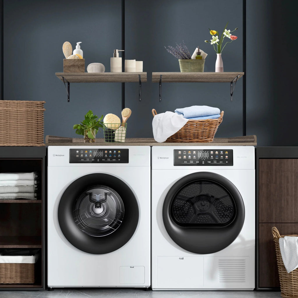 Kaboon Washer Dryer Countertop with Edge Rails, 27.5" x 54", Light Walnut