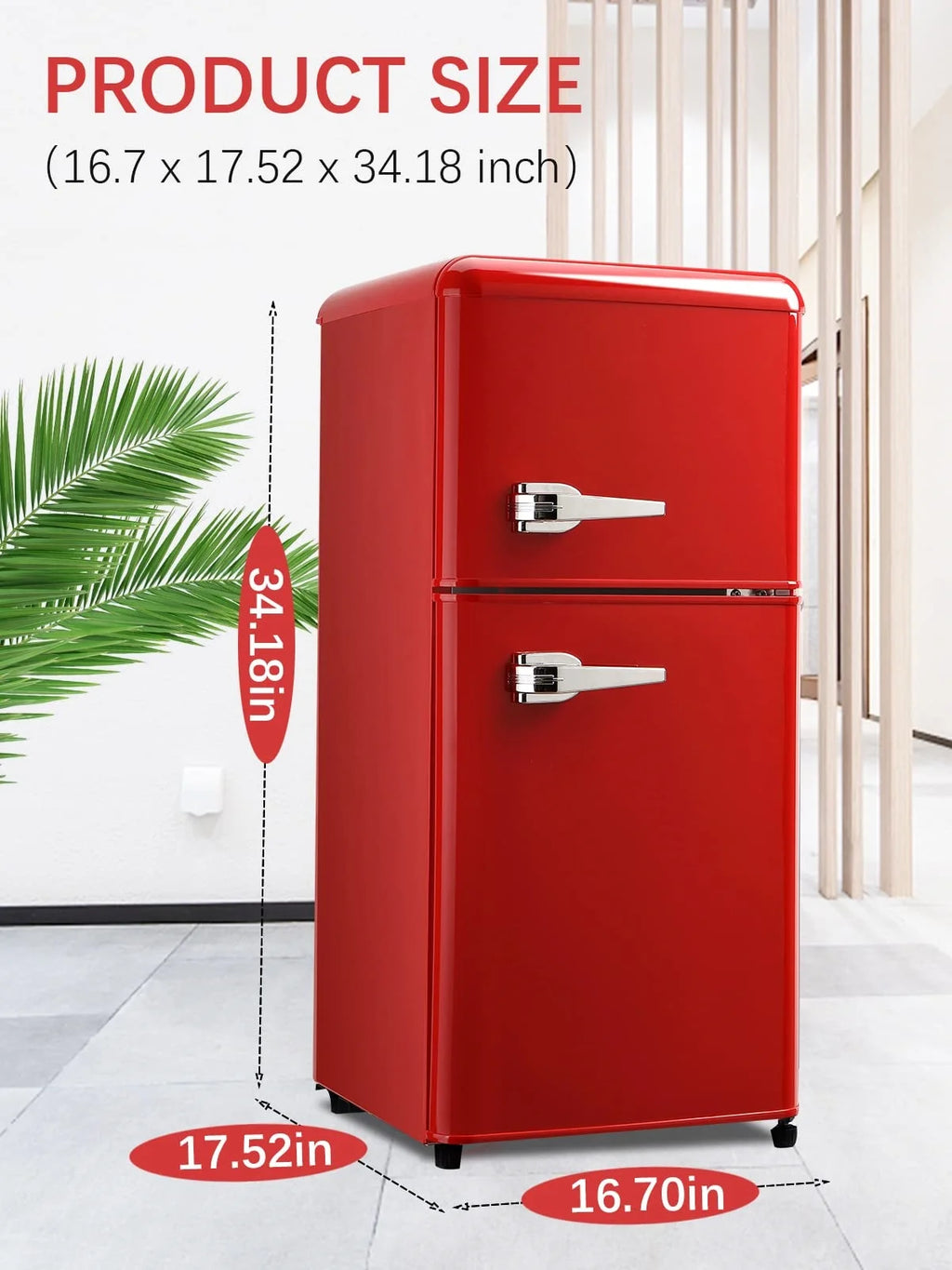 GGTB 3.0 Cu.ft Two Door Small Refrigerator with Freezer, Compact Retro Mini Refrigerator for Dorm, Office, Bar, RV, Bedroom, Red