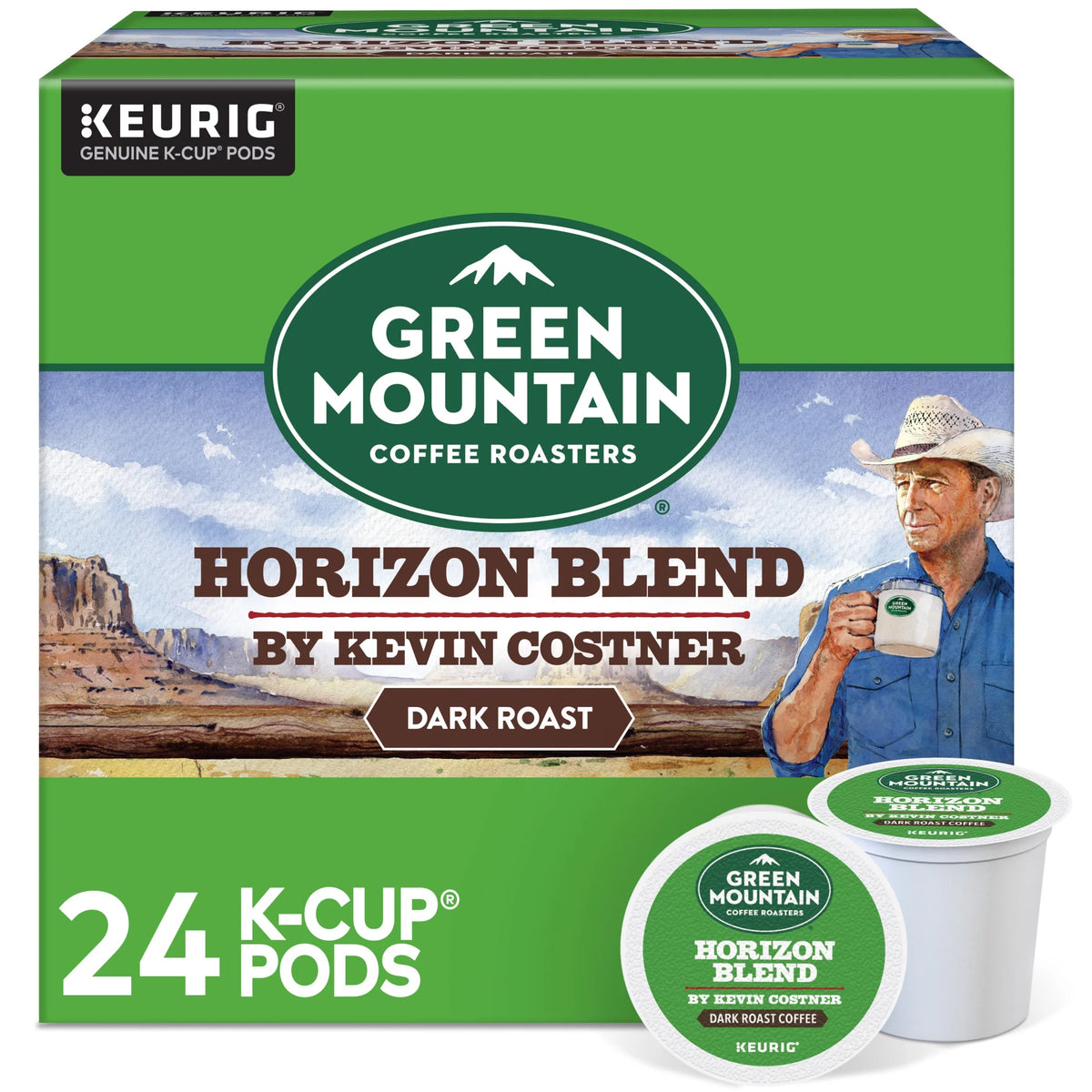Keurig K-Iced Essentials Gray Iced and Hot Single-Serve K-Cup Pod Coffee Maker with Green Mountain Horizon Blend Coffee Pods, 24 Count