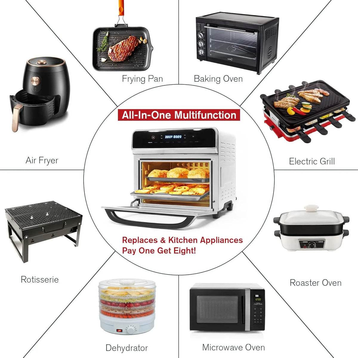 Air Fryer Ovens Countertop, Convection Toaster Oven with 10 Cooking Functions, 6-Slice Toast &12-Inch Pizza Capacity, 6 Accessories Included, Auto Shut off, 24 Quart