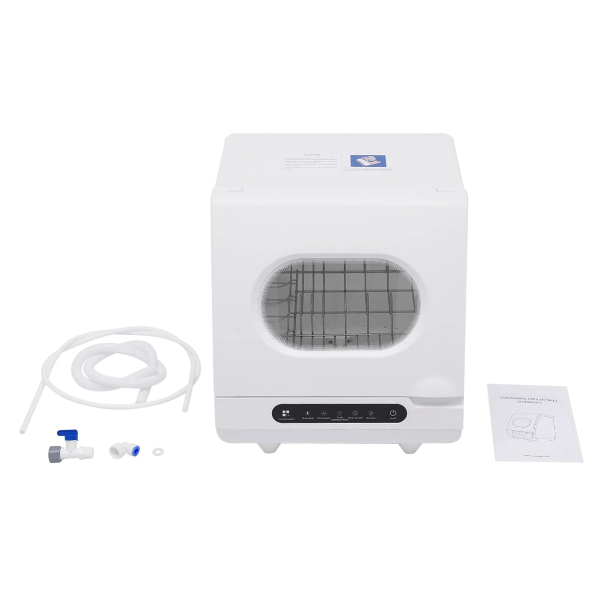Flip-top Dishwasher White 5 intelligent washing functions Portable Countertop Dishwasher Compact  Low Noise Mini Dishwasher with Water Tank Leak-Proof Dry