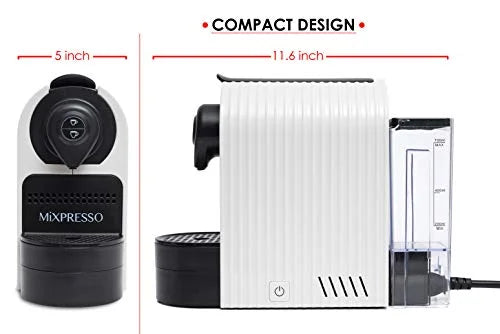 Mixpresso Espresso Machine for Nespresso Compatible Capsule, Single Serve Coffee Maker Programmable for Espresso Pods, Premium Italian 19 Bar High Pressure Pump 27oz 1400w Black Coffee Maker