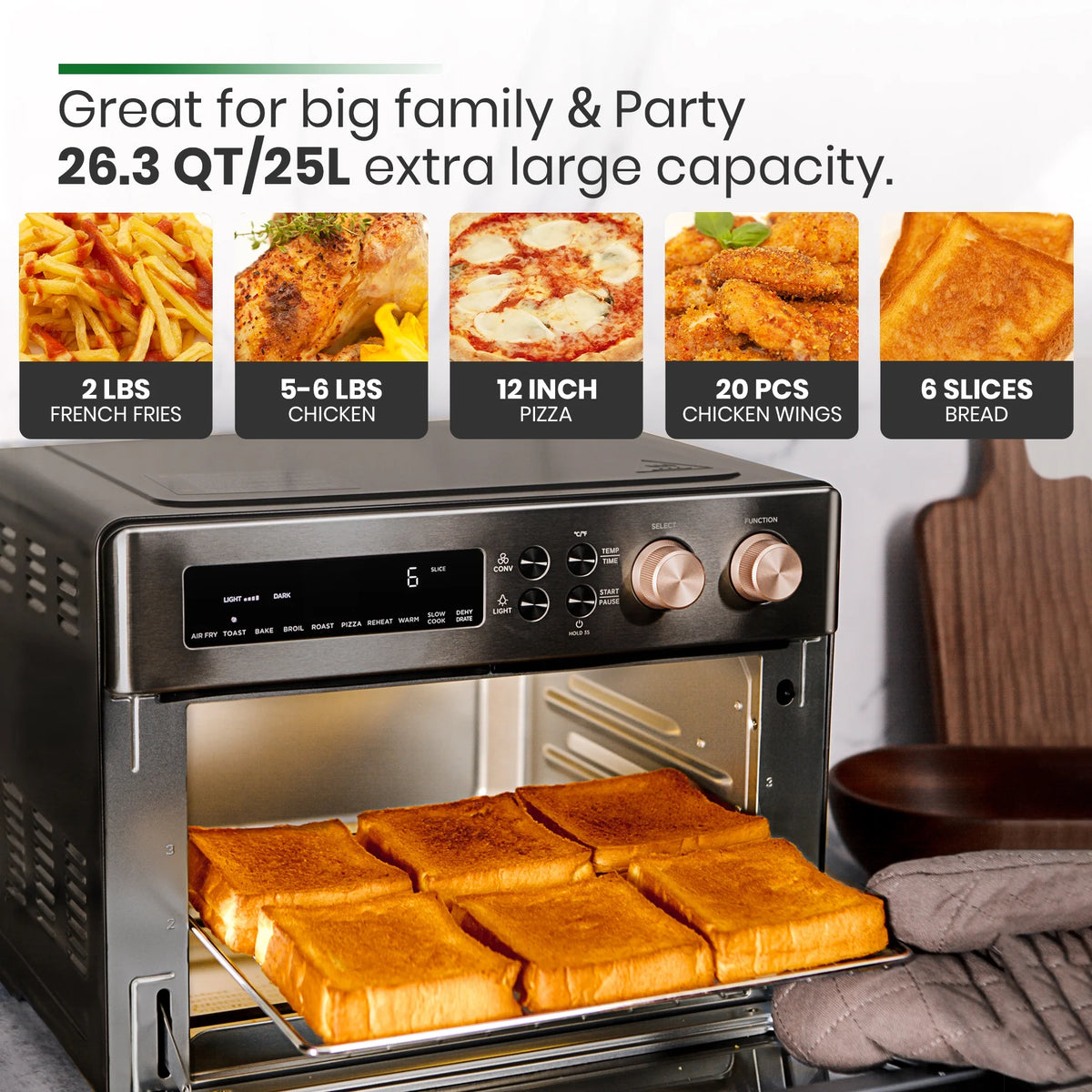 VAL CUCINA 10-IN-1 AIR FRYER TOASTER OVEN -  BRUSHED STAINLESS STEEL