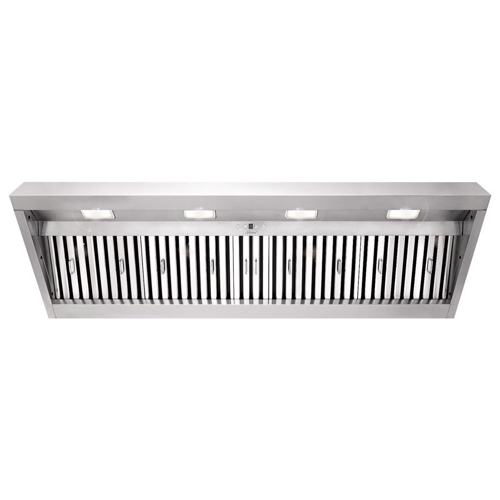 Akicon 48 Inch Range Hood Insert, Stainless Steel 8" Ducted Insert/Built-in Kitchen Vent Hood with 1200 CFM Suction, Dimmable LED Lights and Dishwasher Safe Filters, 4 Speed-Cool White