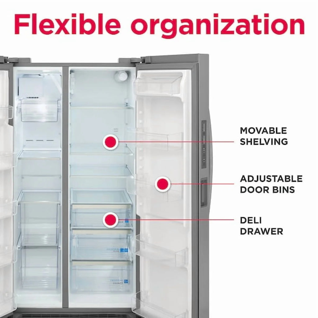 Frigidaire Gallery GRSN2620AF 26 Cu. Ft. 36" Standard-Depth Side-by-Side Refrigerator, Stainless Steel