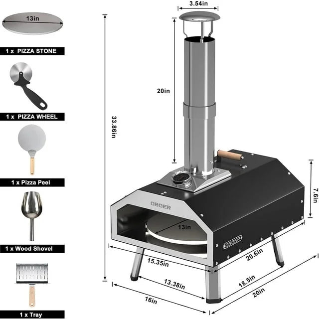 Lilypelle 16�� Dual-Fuel Outdoor Pizza Oven, Portable