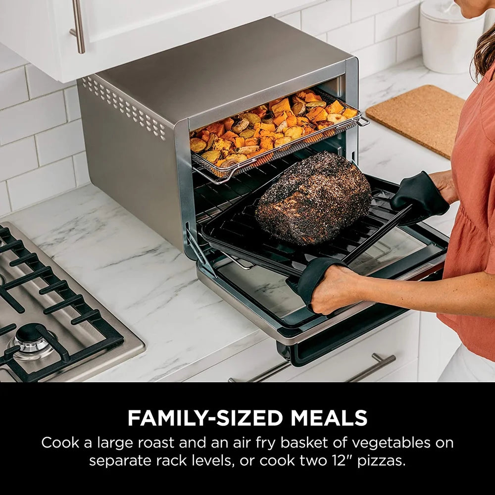 Restored Ninja DT201 Foodi 10-in-1 XL Pro Air Fry Oven, Large Countertop Convection Oven, Digital Toaster Oven, Dehydrate, Reheat, 1800 Watts, Stainless (Refurbished)