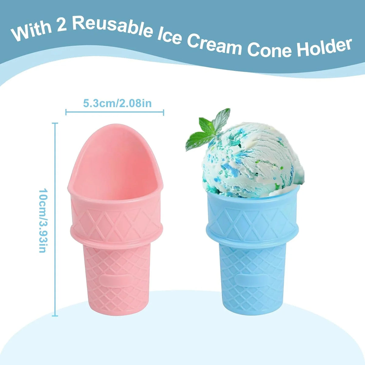 Ice Cream Maker Attachment for Kitchen Aid Stand Mixer, 2 Quart, Ice Cream & Sorbet Maker Machine, Fits and Larger Stand Mixers, with 2 Ice Cream Holder