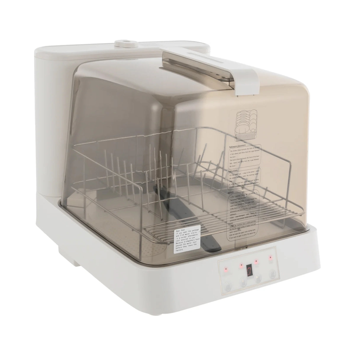 48*38*40cm Rectangle Portable Countertop Dishwasher Automatic Dishwashing with Tank Mini Dishwasher White Brown