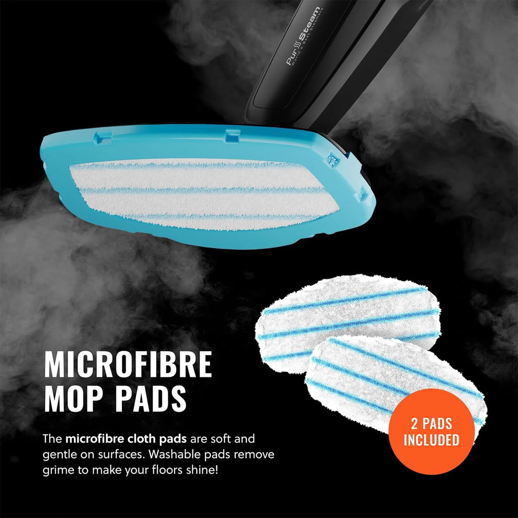 Pursteam ScrubMaster Steam Mop with Dual Scrubbing Head, LED Headlights, Adjustable Steam Control, Anti-Slip Swivel Head, Cable Holder & Upright Lock