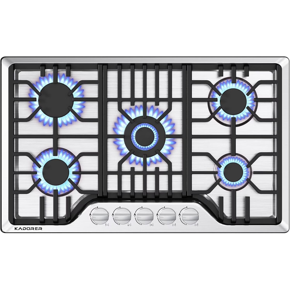 30 inch Gas Cooktop, Bulit-in Gas Stove Top with 5 Burner, NG/LPG Convertible Cooktops, 5 Burner Propane Cooktop with Thermocouple Protection, Stainless Steel