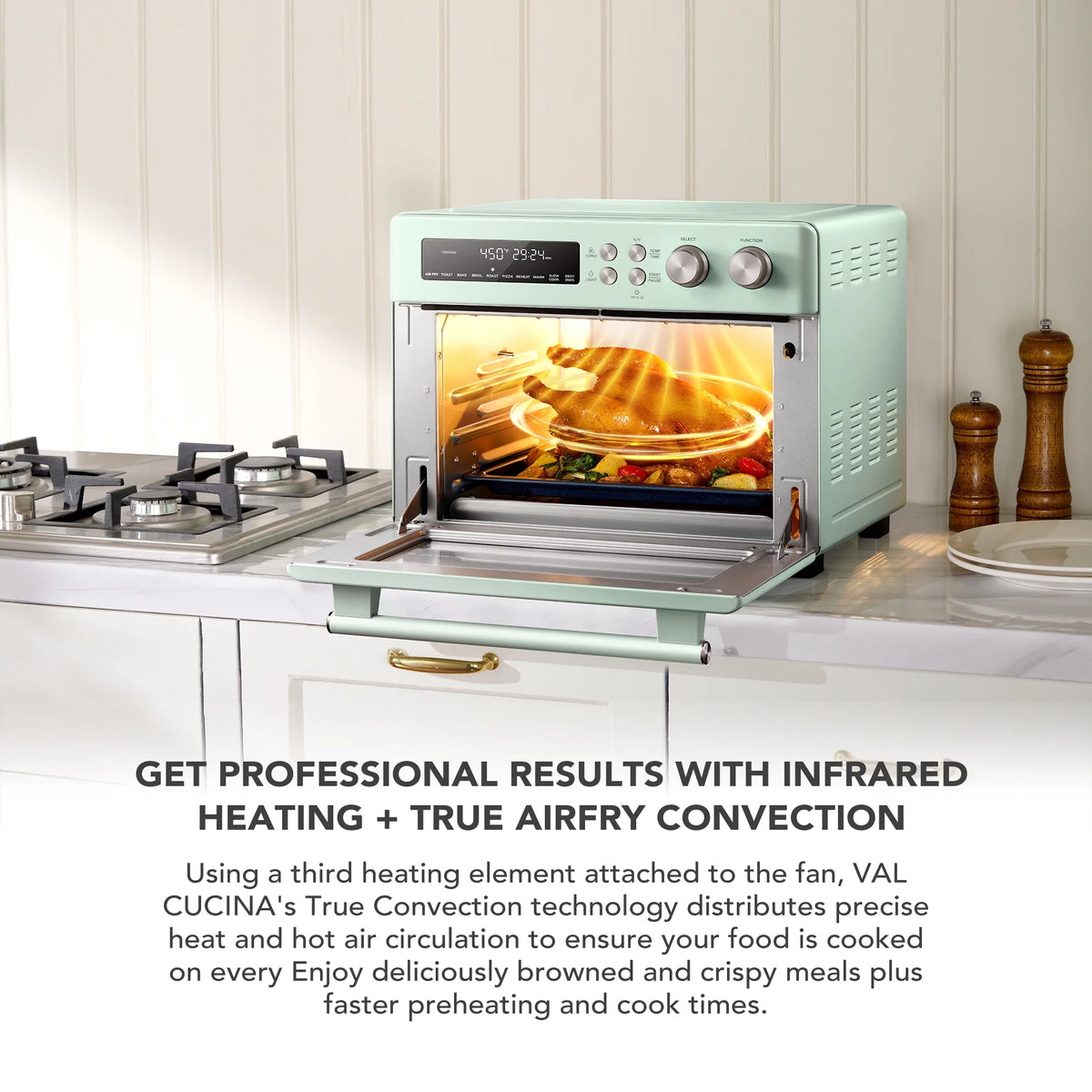 VAL CUCINA 10-IN-1 AIR FRYER TOASTER OVEN -  BRUSHED STAINLESS STEEL