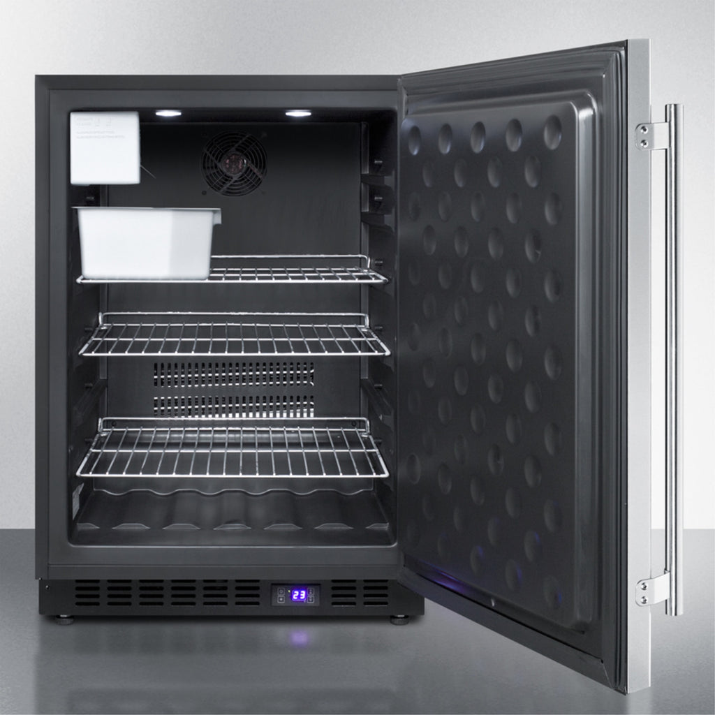 24" Wide Outdoor All-Freezer With Icemaker, Stainless Steel Cabinet