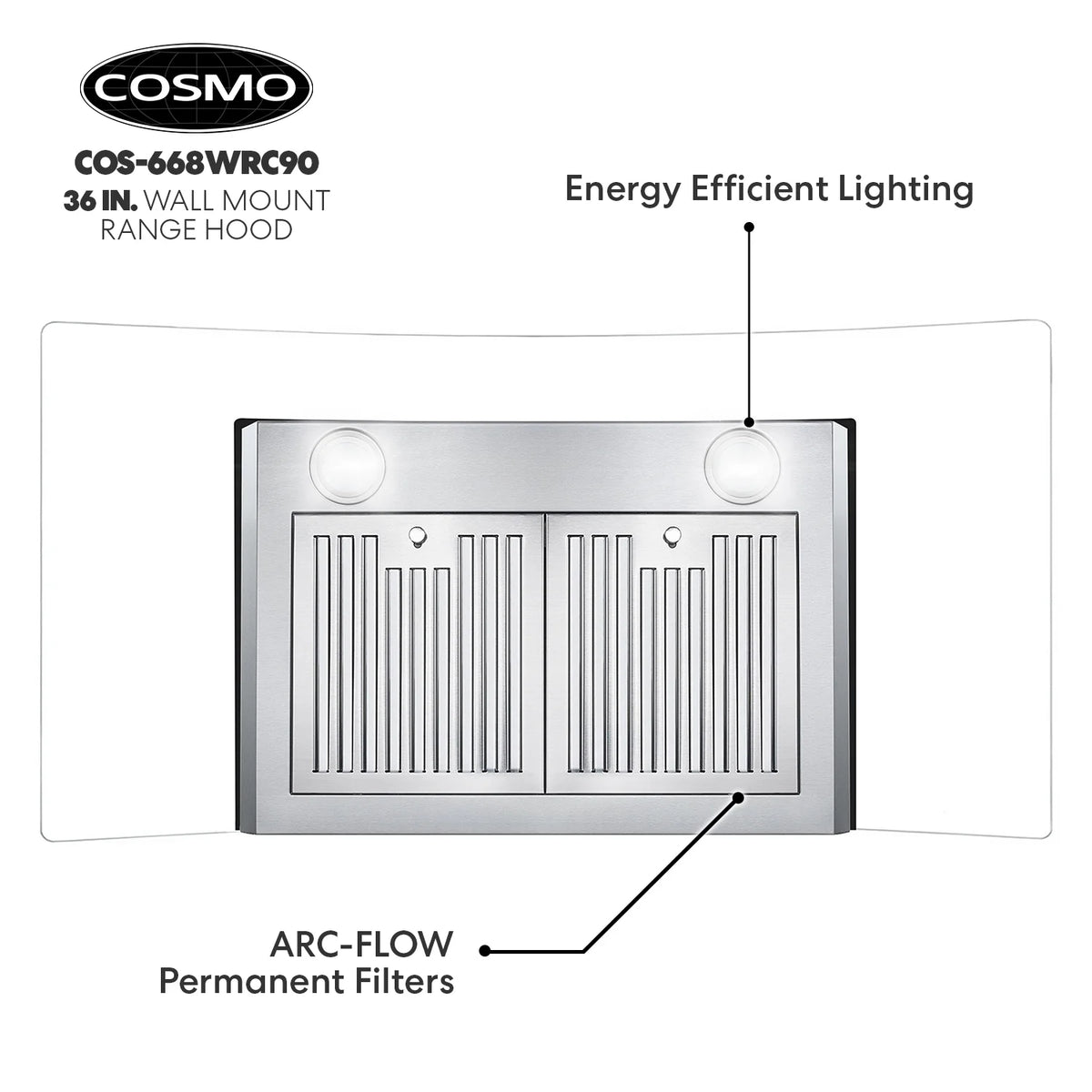 30 in. Vista Collection Ductless Wall Mount Range Hood, Button Controls, LED Lights, Stainless Steel
