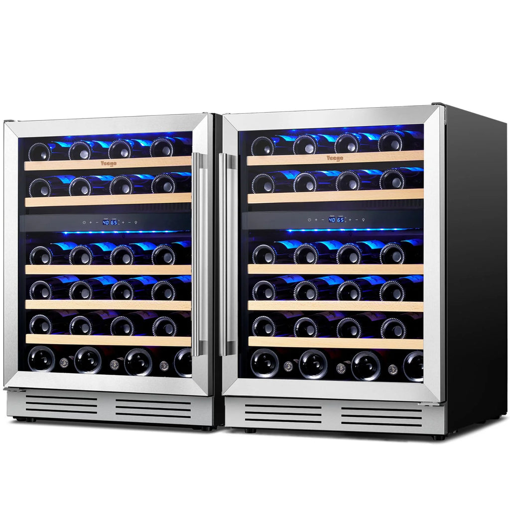Yeego 30" Wine and Beverage Refrigerator,Two 15" Wine and Beverage Cooler Under Counter or Freestanding, Hold 33 Bottles and 80 Cans(Two Pack)