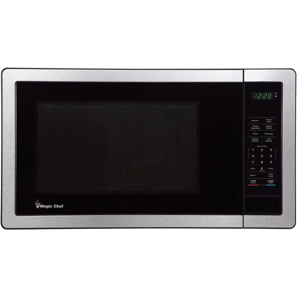 Magic Chef 1.6 Cu. ft. 1100W Countertop Microwave Oven with Push-Button Door in Black, New
