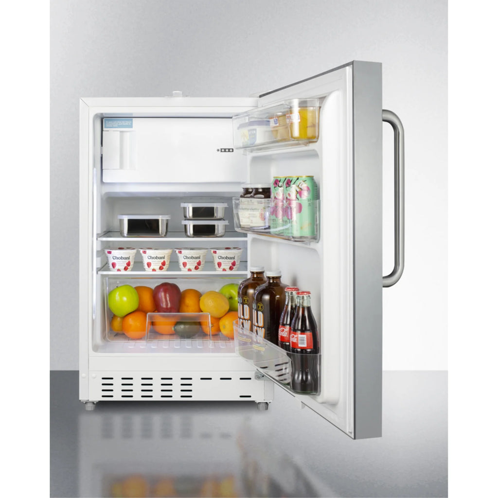 ADA compliant built-in or freestanding 20 Inches wide refrigerator-freezer for residential use with lock