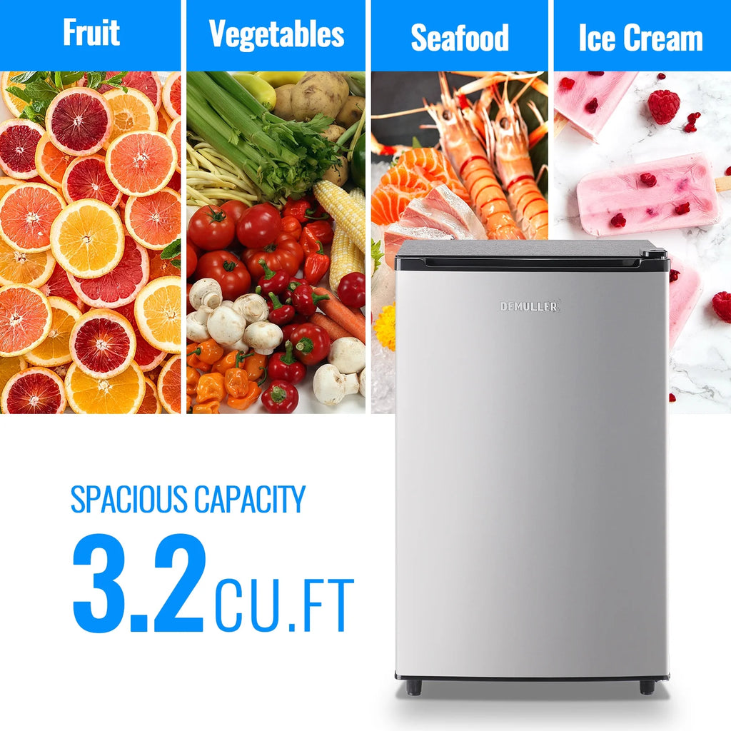 DEMULLER Upright Freezer with 7 Adjustable Thermostat Stand-up Single Door Freezers Black