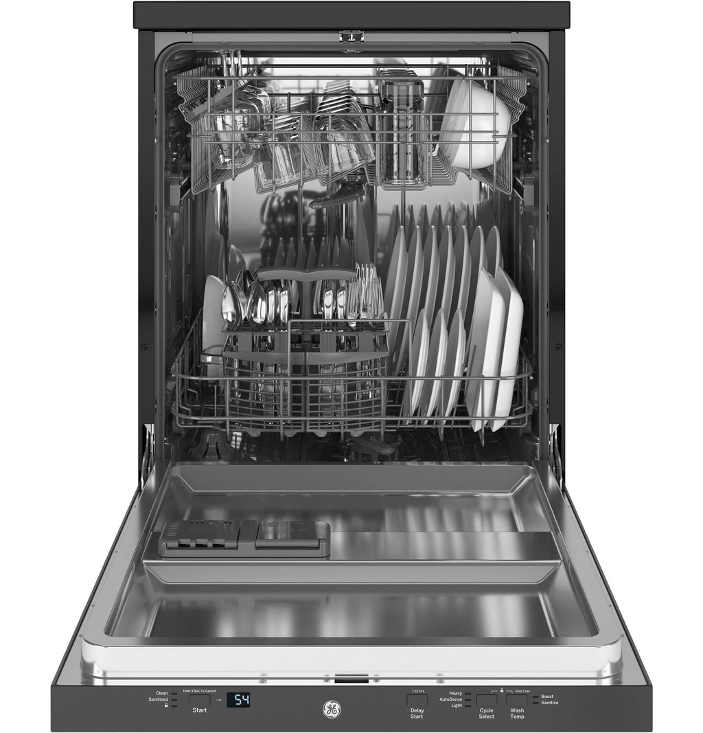 Ge Gpt225ssl 24" Wide 12 Place Setting Portable Top Control Dishwasher - Stainless Steel