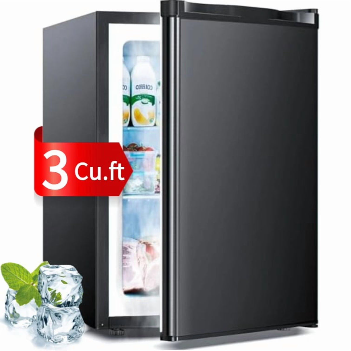 Auseo Upright Freezer, 3 Cu.ft Mini Freezer with Adjustable Thermostat & Reversible Single Door, Stand Up Freezer for Home/Office/Dorms/Apartment-Black