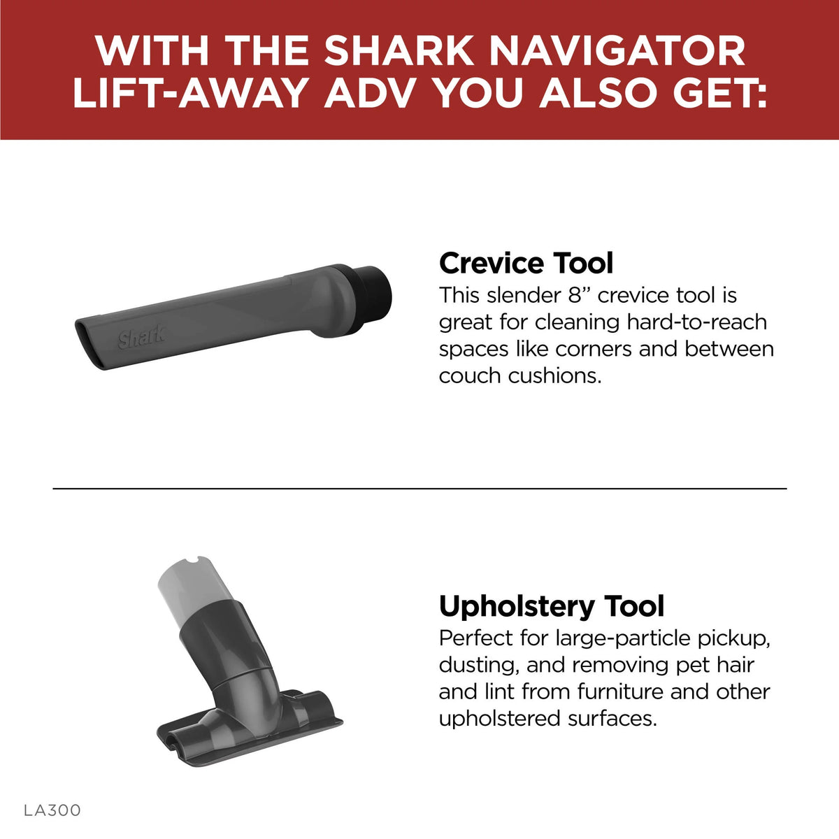 Shark Bagless Upright Vacuum, Navigator Advanced Lift Away with Powerful Hair Pickup, Crevice and Upholstery Tool, Anti Allergen Seal, Easy to Empty, Large Dustbin, Grey, LA300