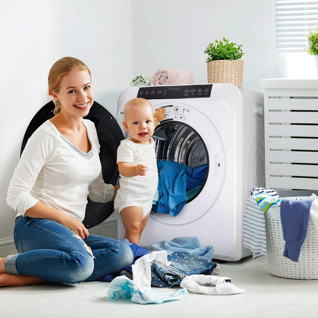 VINGLI Portable Clothes Dryer 3.5 Cu.Ft 1300W White Electric Tumble Dryer