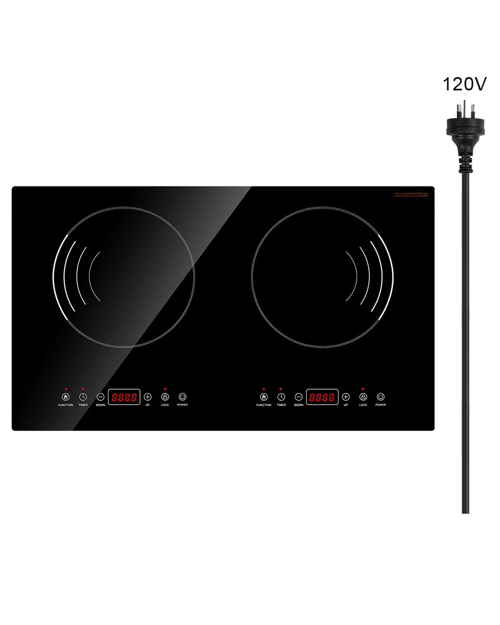 KFFKFF Induction Stove, 1800W Electric Countertop 2 Burner, Electric Cooktop with Touch Controls, Integrated Induction Stove with 9 Energy Levels, Safety Feature for Kids, Timer Function, Glass Top