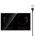 KFFKFF Induction Stove, 1800W Electric Countertop 2 Burner, Electric Cooktop with Touch Controls, Integrated Induction Stove with 9 Energy Levels, Safety Feature for Kids, Timer Function, Glass Top